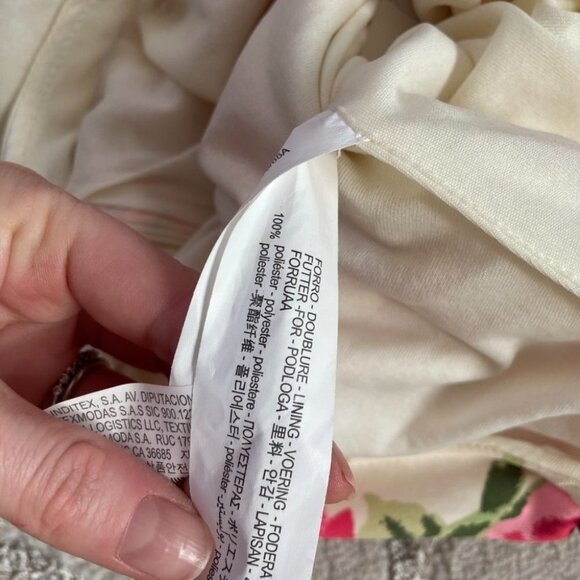 Zara  Draped Floral Strapless Bodysuit in Ivory & Pink Size Medium NWT - Picture 10 of 11